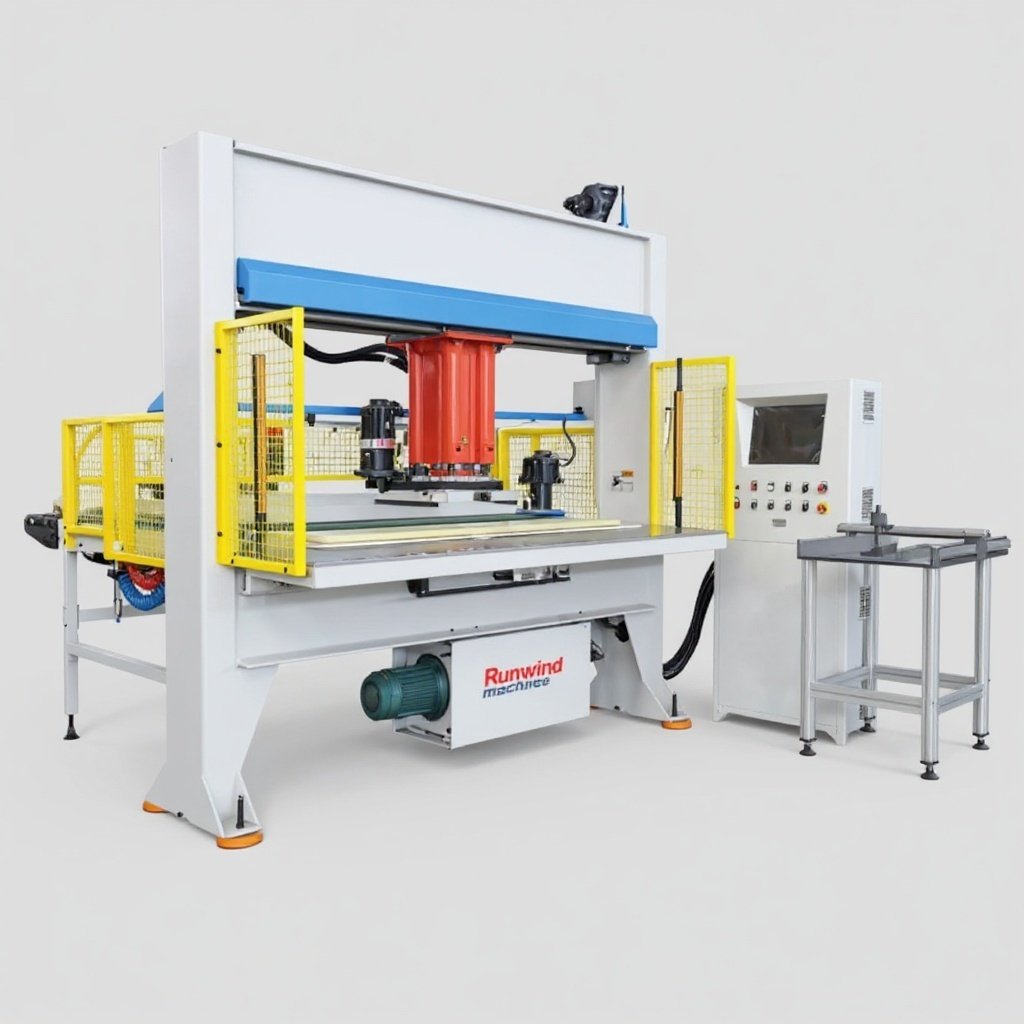 Runwind four column hydraulic press machine for automotive interior components die cutting and acoustic insulation materials forming with precision servo control and automated feeding system
